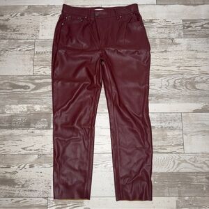 And Now This Burgundy‎ Faux Leather Straight Leg Pants Women’s Size 10